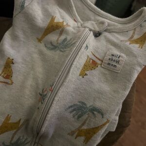 Cute Gray Baby Onesie with Animal Print